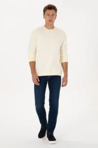 US Polo Assn. Men comfort Fit Crew Neck Fleece Cream Basic Sweatshirt - Image 4