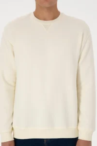 US Polo Assn. Men comfort Fit Crew Neck Fleece Cream Basic Sweatshirt - Image 6