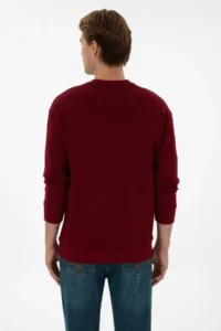 US Polo Assn. Men comfort Fit Crew Neck Burgundy Basic Sweatshirt - Image 5