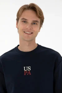 US Polo Assn. Men Crew Neck comfort Fit Navy Blue Basic Sweatshirt - Image 2