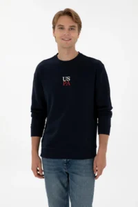 US Polo Assn. Men Crew Neck comfort Fit Navy Blue Basic Sweatshirt - Image 3