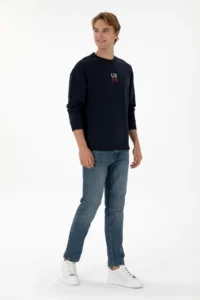 US Polo Assn. Men Crew Neck comfort Fit Navy Blue Basic Sweatshirt - Image 4