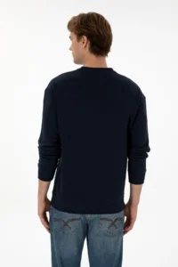 US Polo Assn. Men Crew Neck comfort Fit Navy Blue Basic Sweatshirt - Image 5