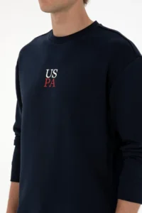 US Polo Assn. Men Crew Neck comfort Fit Navy Blue Basic Sweatshirt - Image 7