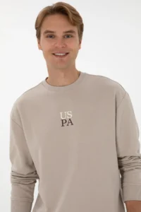US Polo Assn. Men comfort Fit Crew Neck Stone Basic Sweatshirt - Image 2