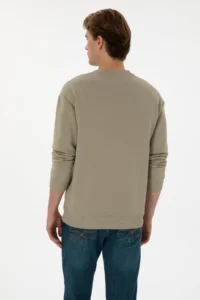 US Polo Assn. Men Crew Neck comfort Fit Light Khaki Basic Sweatshirt - Image 5