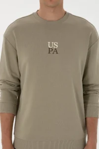US Polo Assn. Men Crew Neck comfort Fit Light Khaki Basic Sweatshirt - Image 6
