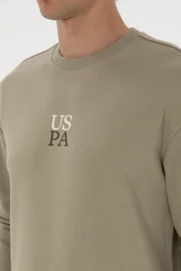 US Polo Assn. Men Crew Neck comfort Fit Light Khaki Basic Sweatshirt - Image 7