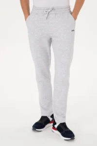 US Polo Assn. Men Light Gray Fleece Sweatpants - Image 2
