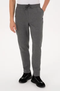 US Polo Assn. Men Anthracite Melanj Fleece Sweatpants - Image 2