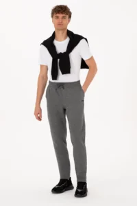 US Polo Assn. Men Anthracite Melanj Fleece Sweatpants - Image 3