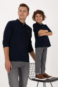 US Polo Assn. Boys' Navy Blue Basic Polo Shirt Collar Sweatshirt - Image 2