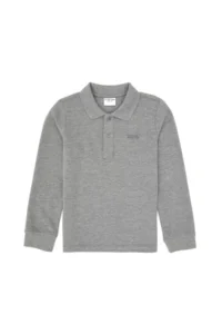 US Polo Assn. Boys' Gray Melanj Basic Polo Shirt Collar Sweatshirt - Image 5