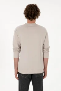 US Polo Assn. Men Regular Fit Crew Neck Stone Thin Sweatshirt - Image 5