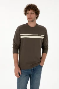 US Polo Assn. Men Regular Fit Crew Neck Mink Thin Sweatshirt