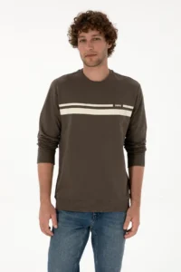US Polo Assn. Men Regular Fit Crew Neck Mink Thin Sweatshirt - Image 3