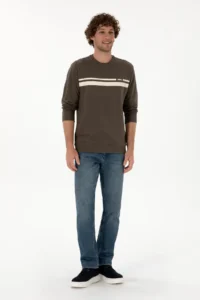 US Polo Assn. Men Regular Fit Crew Neck Mink Thin Sweatshirt - Image 4