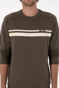 US Polo Assn. Men Regular Fit Crew Neck Mink Thin Sweatshirt - Image 6