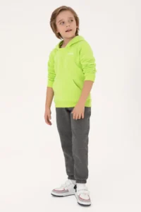 US Polo Assn. Boys' Green Basic Hooded Fleece Sweatshirt - Image 2