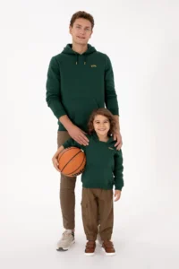 US Polo Assn. Boys' Dark Green Basic Hooded Fleece Sweatshirt