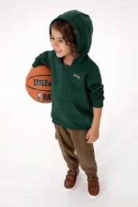 US Polo Assn. Boys' Dark Green Basic Hooded Fleece Sweatshirt - Image 4