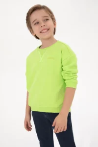 US Polo Assn. Boys' Green Crew Neck Basic Sweatshirt
