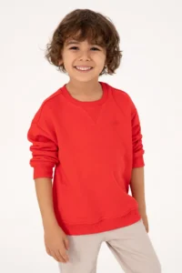 US Polo Assn. Boys' Red Crew Neck Basic Sweatshirt - Image 3
