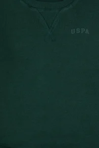US Polo Assn. Boys' Dark Green Crew Neck Basic Sweatshirt - Image 3