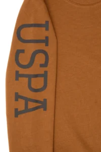US Polo Assn. Boys' Camel Basic Crew Neck Thin Sweatshirt - Image 4