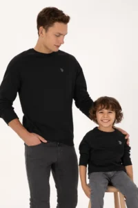US Polo Assn. Boys' Black Basic Crew Neck Sweatshirt - Image 2