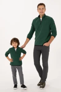 US Polo Assn. Boys' Dark Green Half Zippered Fleece Sweatshirt