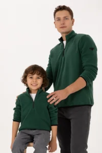 US Polo Assn. Boys' Dark Green Half Zippered Fleece Sweatshirt - Image 2