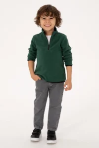US Polo Assn. Boys' Dark Green Half Zippered Fleece Sweatshirt - Image 4