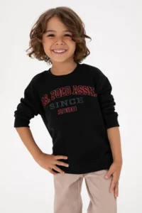 US Polo Assn. Boys' Black Crew Neck Sweatshirt