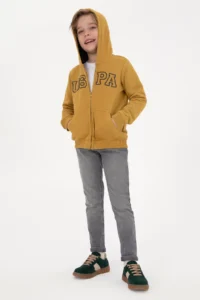 US Polo Assn. Boys' Mustard Knitting Cardigan - Image 2