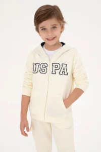 US Polo Assn. Boys' Cream Knitting Cardigan