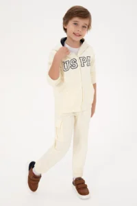 US Polo Assn. Boys' Cream Knitting Cardigan - Image 2