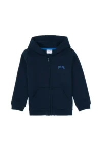 US Polo Assn. Boys' Navy Blue Zippered Fleece Hooded Knitting Cardigan - Image 5
