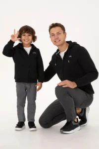 US Polo Assn. Boys' Black Zippered Fleece Hooded Knitting Cardigan - Image 2