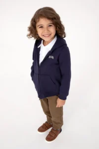US Polo Assn. Boys' Plum Zippered Fleece Hooded Knitting Cardigan - Image 4