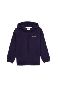 US Polo Assn. Boys' Plum Zippered Fleece Hooded Knitting Cardigan - Image 5
