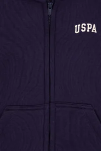 US Polo Assn. Boys' Plum Zippered Fleece Hooded Knitting Cardigan - Image 7