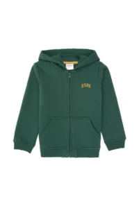 US Polo Assn. Boys' Dark Green Zippered Fleece Hooded Knitting Cardigan