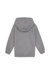 US Polo Assn. Boys' Gray Melanj Zippered Fleece Hooded Knitting Cardigan - Image 2