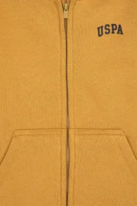 US Polo Assn. Boys' Mustard Zippered Fleece Hooded Knitting Cardigan - Image 5