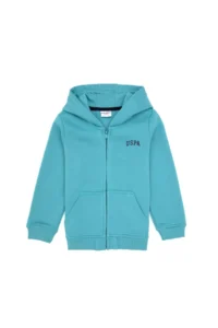 US Polo Assn. Boys' Mint Zippered Fleece Hooded Knitting Cardigan