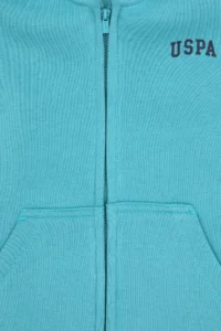 US Polo Assn. Boys' Mint Zippered Fleece Hooded Knitting Cardigan - Image 3