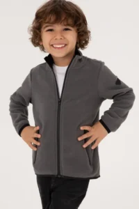 US Polo Assn. Boys' Gray Fleece Knitting Cardigan - Image 3