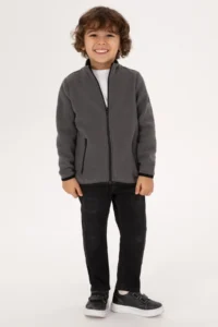 US Polo Assn. Boys' Gray Fleece Knitting Cardigan - Image 4