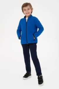 US Polo Assn. Boys' Saks Blue Fleece Knitting Cardigan - Image 2